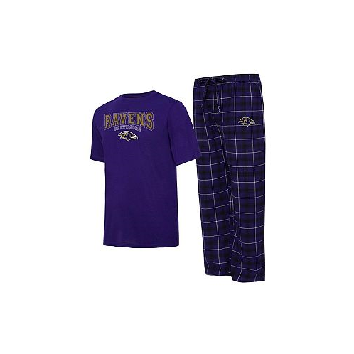 Concepts Sport Mens Purple Black Baltimore Ravens Arctic T-shirt and Pajama Pants Sleep Set