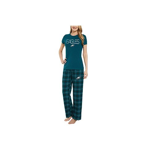 Concepts Sport Womens Green Black Philadelphia Eagles Arctic?T-shirt and Flannel Pants Sleep Set