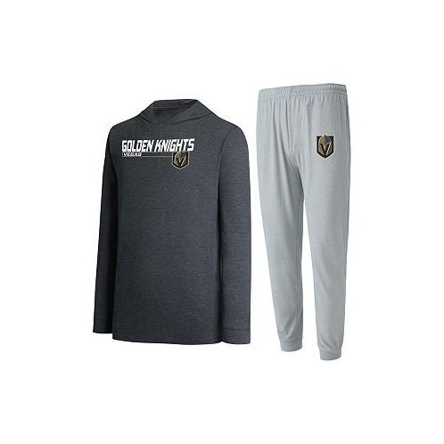 Concepts Sport Mens Gray Black Vegas Golden Knights Meter Pullover Hoodie and Jogger Pants Set