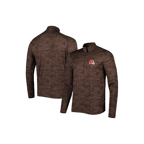 Antigua Mens Brown Cleveland Browns Brigade Quarter-Zip Sweatshirt