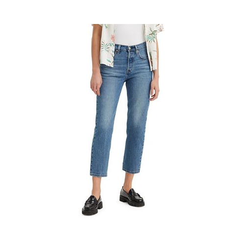 Levis 501 Cropped Straight-Leg High Rise Jeans