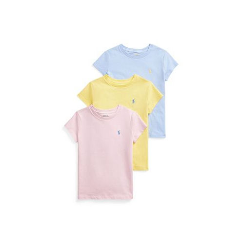 Polo Ralph Lauren Toddler and Little Girls Cotton Jersey Crewneck T-shirts Pack of 3