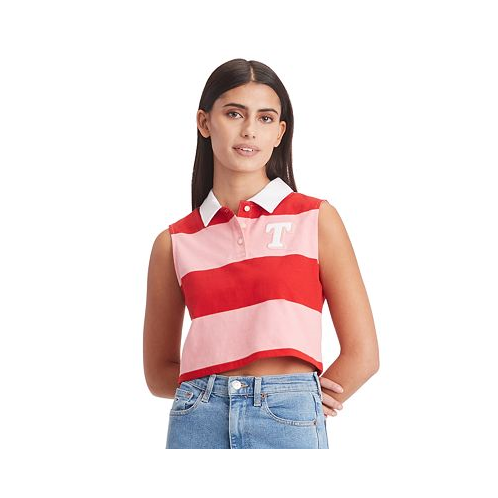 Tommy Jeans Womens Letterman Striped Sleeveless Polo Shirt