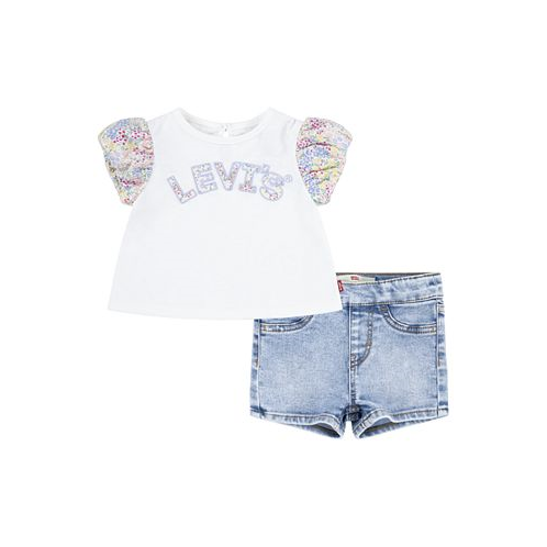 Levis Baby Girls Floral Sleeve Top and Shorts Set
