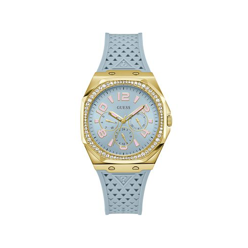 GUESS Womens Analog Blue Silicone Watch 39mm