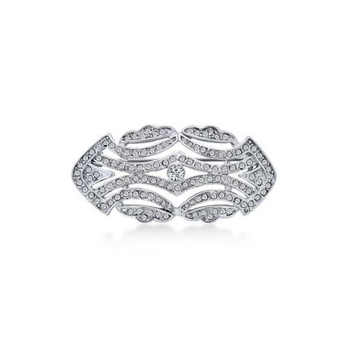 Bling Jewelry Large Pave Wedding Bridal Crystal Fashion Gatsby Art Deco Style Scarf Brooch Pin For Women