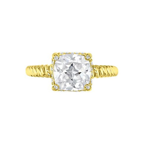 Macys Cubic Zirconia Cushion-Cut Solitaire Twist Rope Engagement Ring
