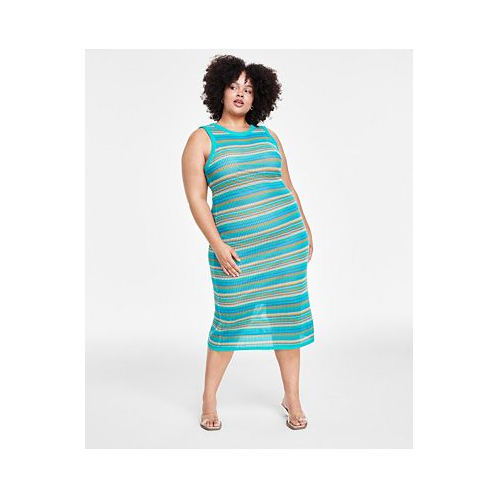 Bar III Trendy Plus Size Sleeveless Crochet Midi Dress