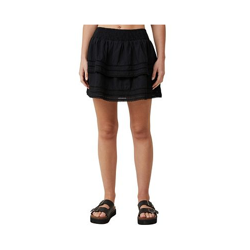 COTTON ON Womens Rylee Tiered Lace Mini Skirt