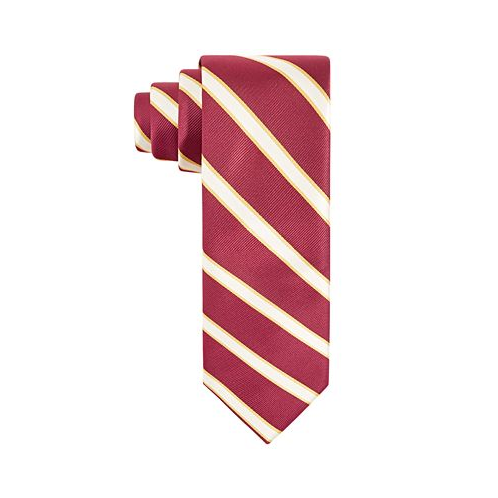 Tayion Collection Mens Crimson & Cream Stripe Tie