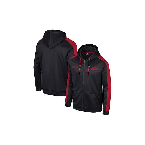 Colosseum Mens Black Arkansas Razorbacks Reese Full-Zip Hoodie