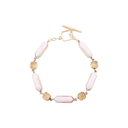 Barse Etta Genuine Pink Opal and Yellow Quartz Abstract Link Bracelet