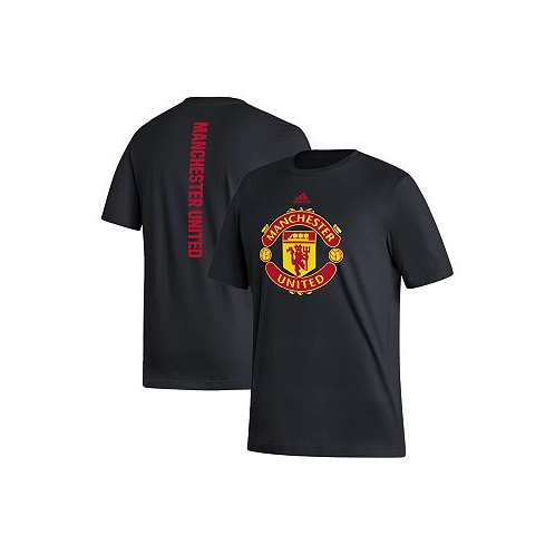 Adidas Mens Black Manchester United Vertical Back T-shirt
