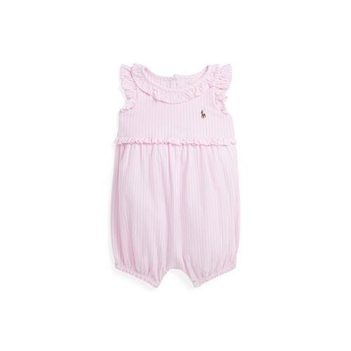 Polo Ralph Lauren Baby Girls Striped Knit Oxford Bubble Shortall