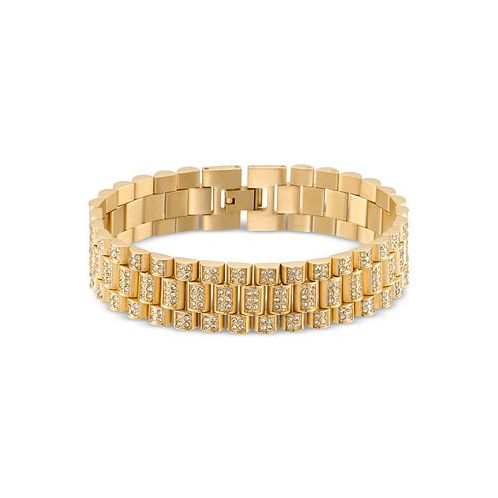 LEGACY for MEN by Simone I. Smith Mens Crystal Watch Link Bracelet in Gold-Tone Ion-Plated Stainless Steel