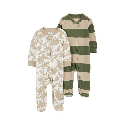 Carters Baby Girls and Baby Boys Cotton Two Way Zip Footed Coveralls Pack of 2