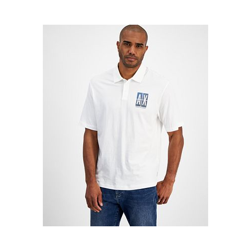 A|X Armani Exchange Mens Loose-Fit Logo-Print Polo Shirt