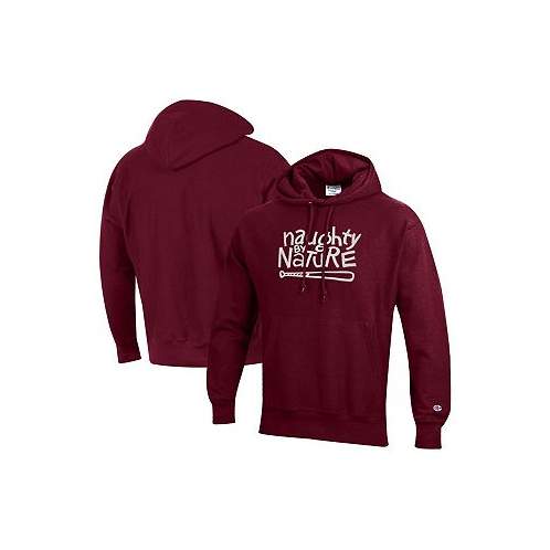 Champion Mens and Womens Maroon Naughty by Nature Reverse Weave Fleece Pullover Hoodie
