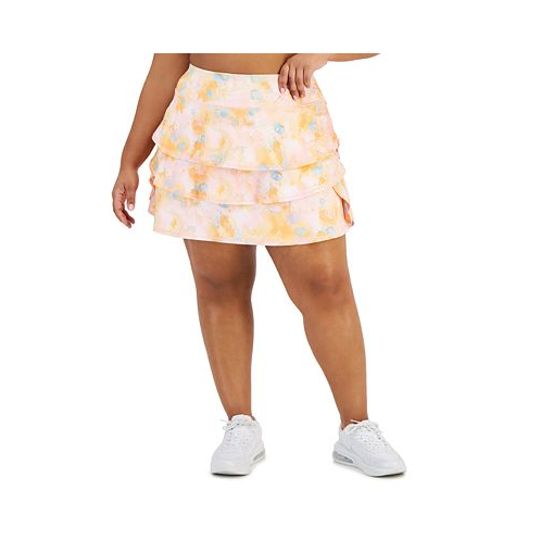 ID Ideology Plus Size Dreamy Bubble-Printed Tiered Flounce Pull-On Skort