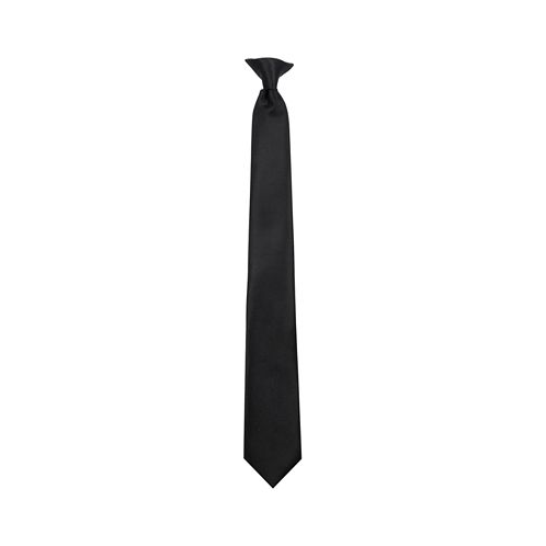 Calabrum Mens Slim Solid Black Clip-On Tie