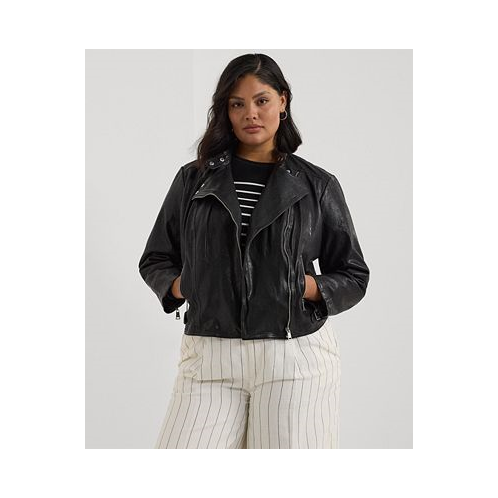 POLO Ralph Lauren Plus Size Leather Moto Jacket