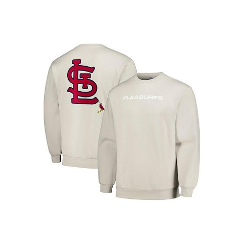PLEASURES Mens Gray St. Louis Cardinals Ballpark Pullover Sweatshirt