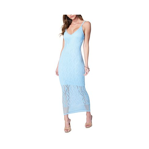Bebe Womens Crochet Bodycon Midi Dress