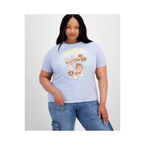 Disney Trendy Plus Size Tropical Mickey And Minnie Graphic T-Shirt
