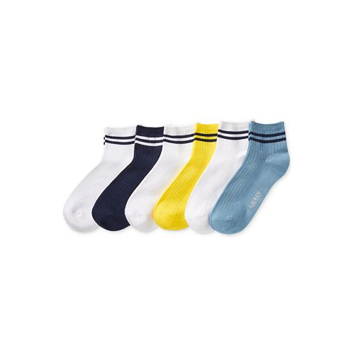 POLO Ralph Lauren Womens 6-Pk. Ribbed Striped Cuff Ankle Socks
