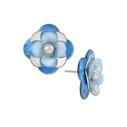 On 34th Imitation Pearl 3D Flower Stud Earrings