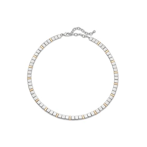 On 34th Two-Tone Square Beaded Collar Necklace 16 + 3 extender