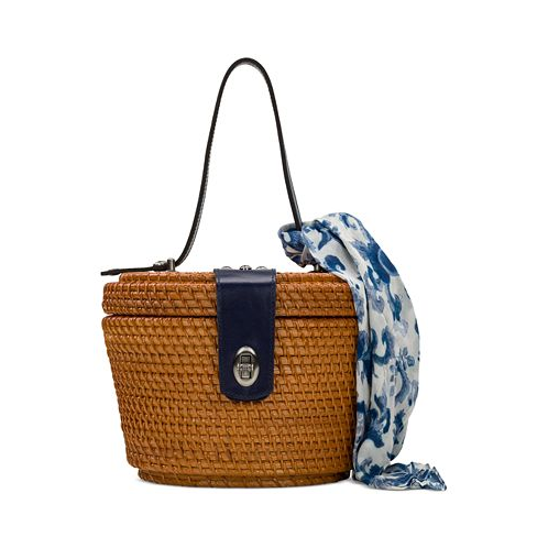 Patricia Nash Caselle Small Wicker Basket Bag with Scarf