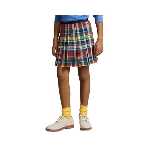 Polo Ralph Lauren Big Girls Pleated Cotton Madras Skirt