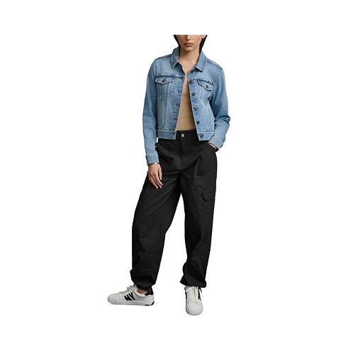 DKNY Jeans Womens Button-Down Denim Trucker Jacket