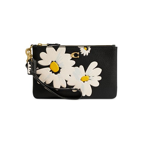 COACH Small Floral Print Leather Wristlet
