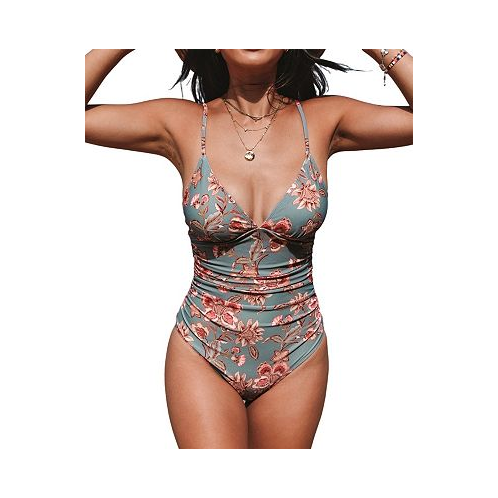 CUPSHE Womens Floral V Neck One Piece Swimsuit