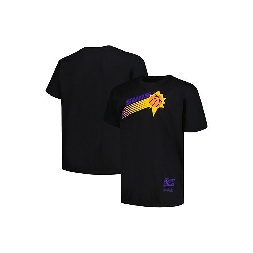 Mitchell & Ness Mens Black Distressed Phoenix Suns Big and Tall Hardwood Classics Vintage-Like Logo T-shirt