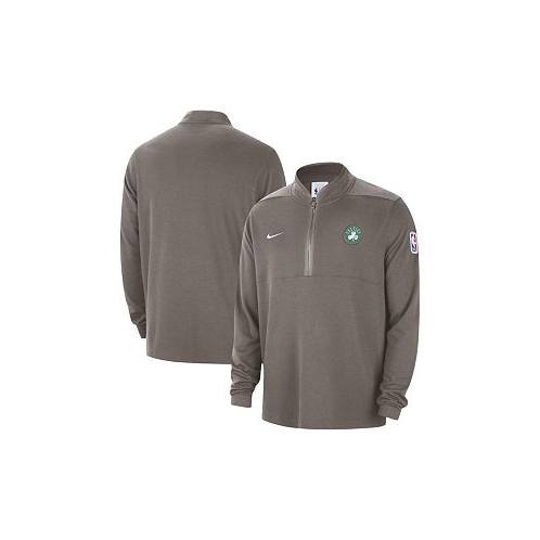 Nike Mens Olive Boston Celtics Authentic Performance Half-Zip Jacket