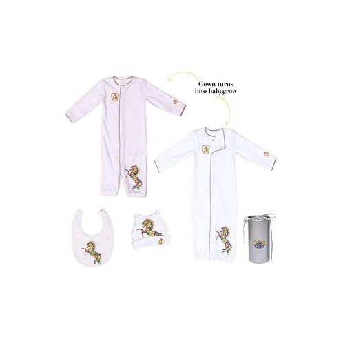 Royal Baby Collection Baby Royal Baby Organic Cotton Gloved Sleeve 2 in 1 Coverall Converter with Hat and Bib in Gift Box