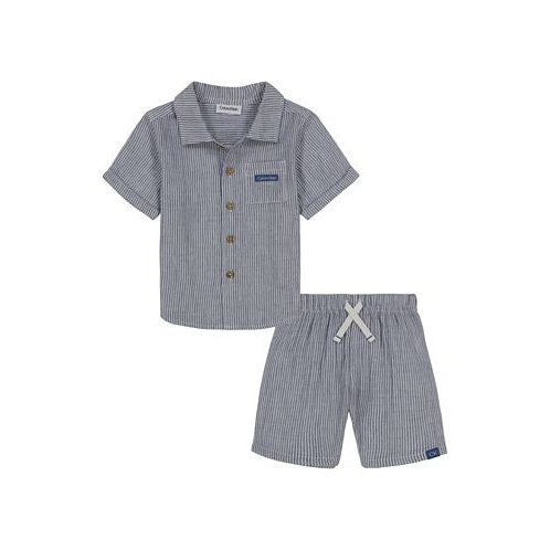 Calvin Klein Baby Boys Striped Gauze Shirt and Shorts Set 2 piece set