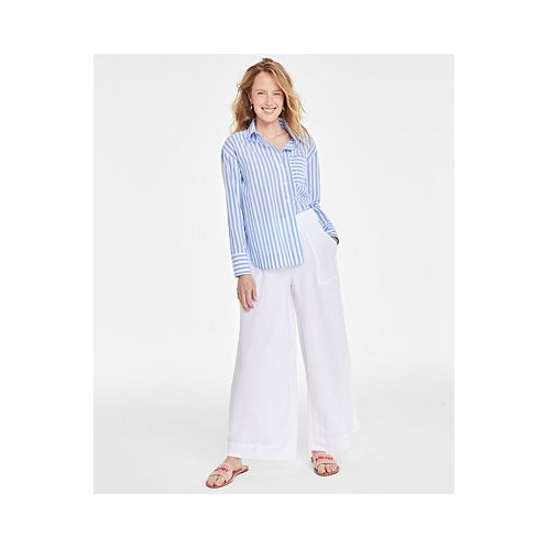 On 34th Womens Stripe Relaxed-Fit Shirt