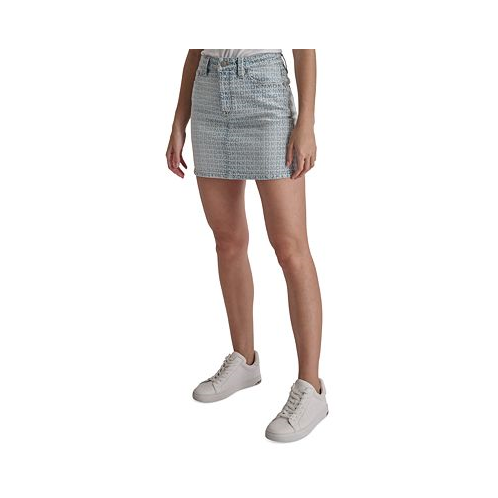 DKNY Jeans Womens Printed High-Rise Denim Miniskirt