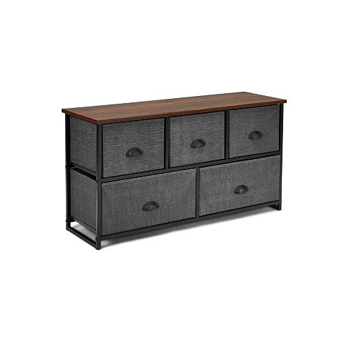 SUGIFT Dresser Storage Tower with 5 Foldable Cloth Storage Cubes