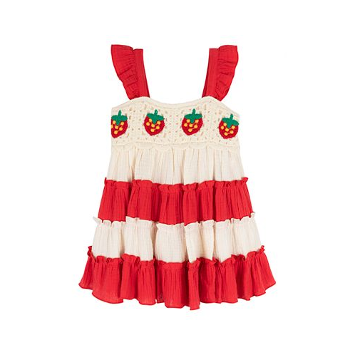 Rare Editions Baby Girl Strawberry Crochet Dress