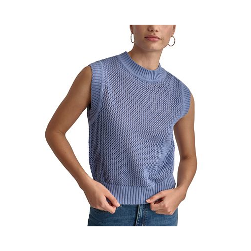 DKNY Jeans Womens Cotton Open-Stitch Sweater Vest