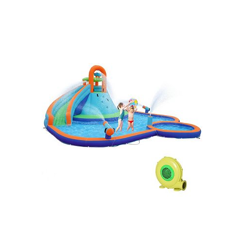 Outsunny 4 in 1 Kids Bounce House W/ Slide Pool Blower for 3-8 Years