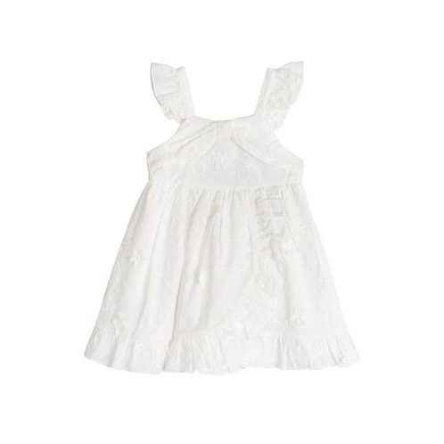 Rare Editions Baby Girl Embroidered Clip Dot Dress