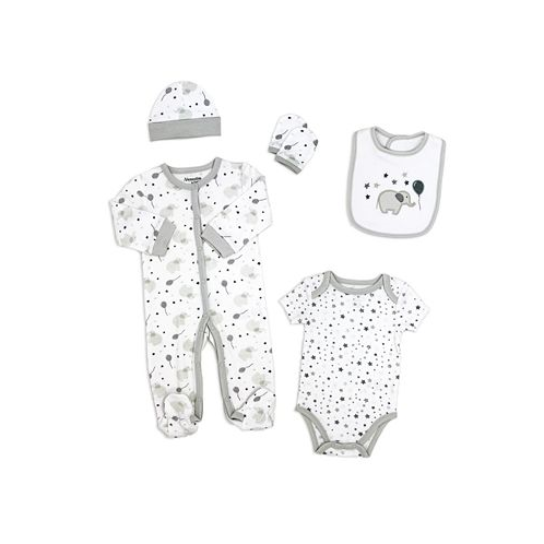 Tendertyme Baby Boy and Baby Girl Elephants and Balloons 5 Piece Layette Set
