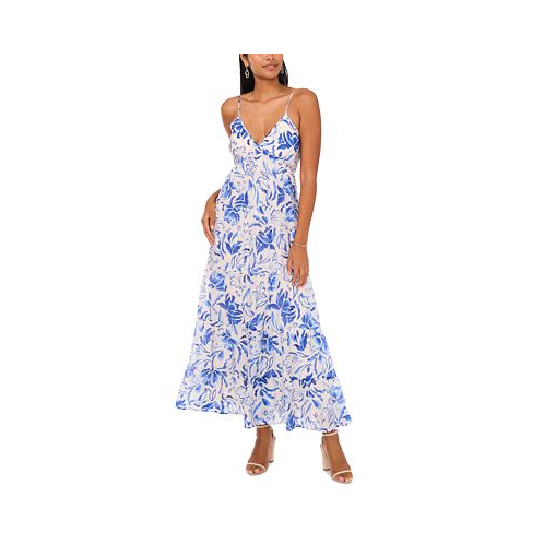 1.STATE Womens Tiered Sleeveless Floral Maxi Dress