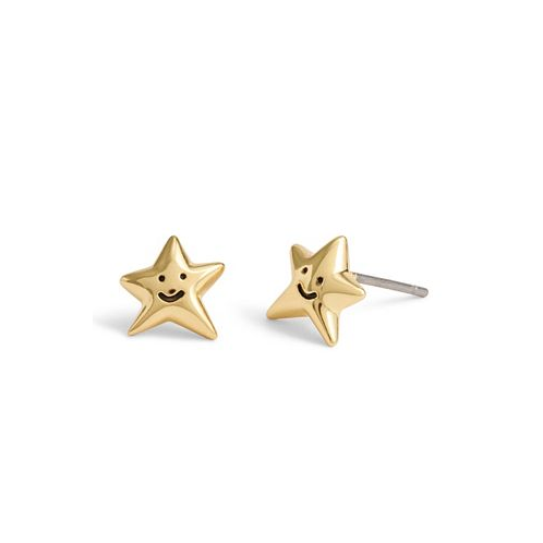 COACH Gold Smiley Star Stud Earrings